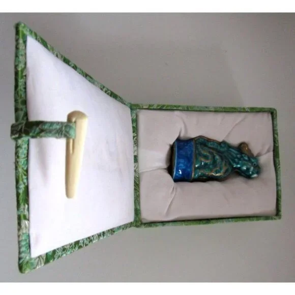 VTG Asian Porcelain QiLin Animal Unicorn Figurine with Box - Blessings & Luck